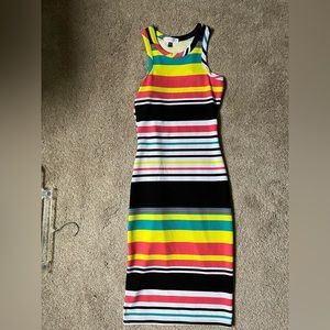 Planet Gold Multistripe MIDI Dress